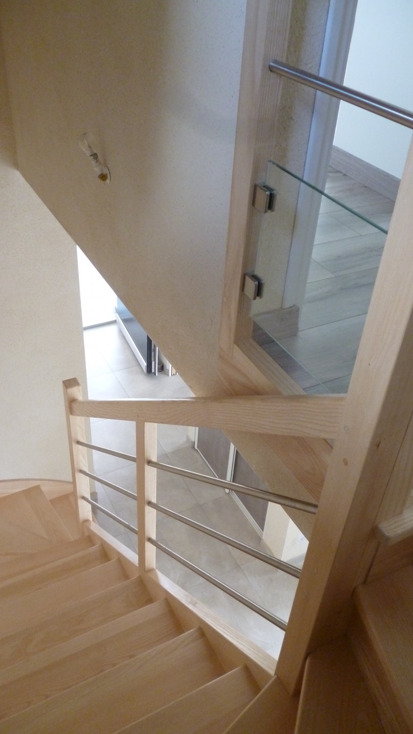 Maison passive Vannes, Passivéo, escalier bois