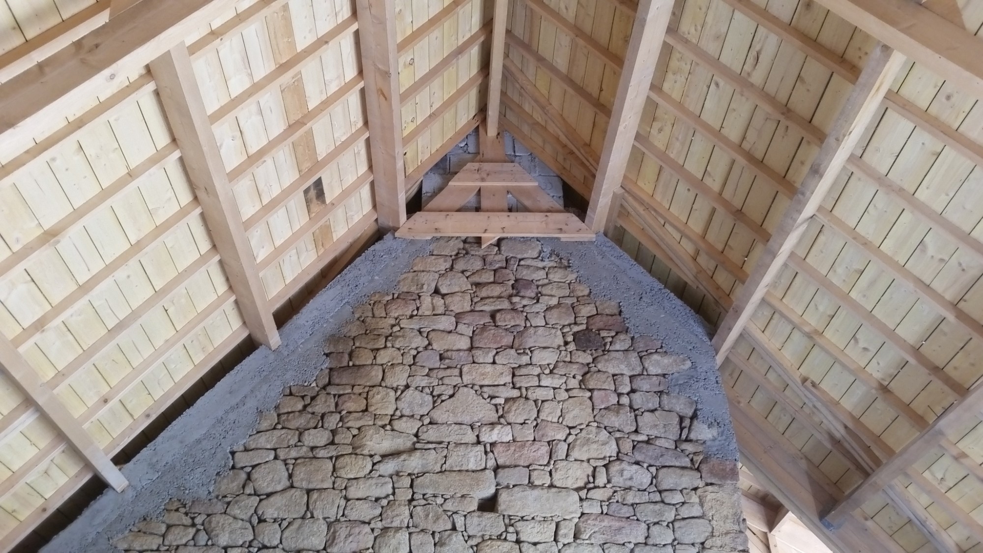 Rénovation bâtisse pierre Locmariaquer Morbihan(56), Passivéo, charpente intérieur